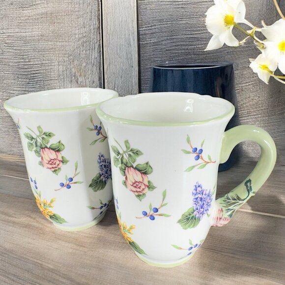 Princess House Garden Floral Ceramic Mugs Cups 12 Oz Set Of 2 Ceramic Mug Cup - Picture 3 of 16